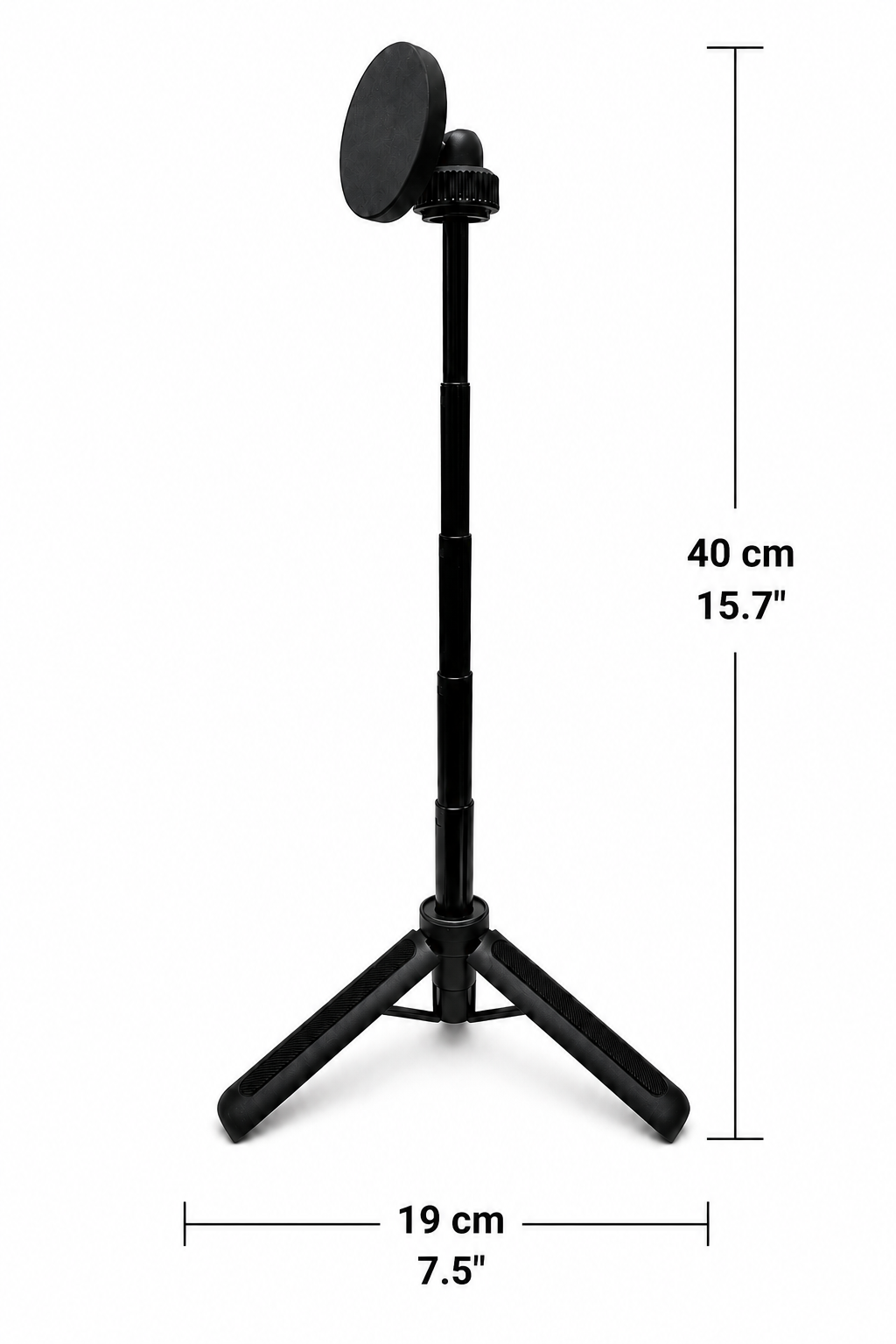 CarryRise stand extended to 40 cm with 19 cm tripod base