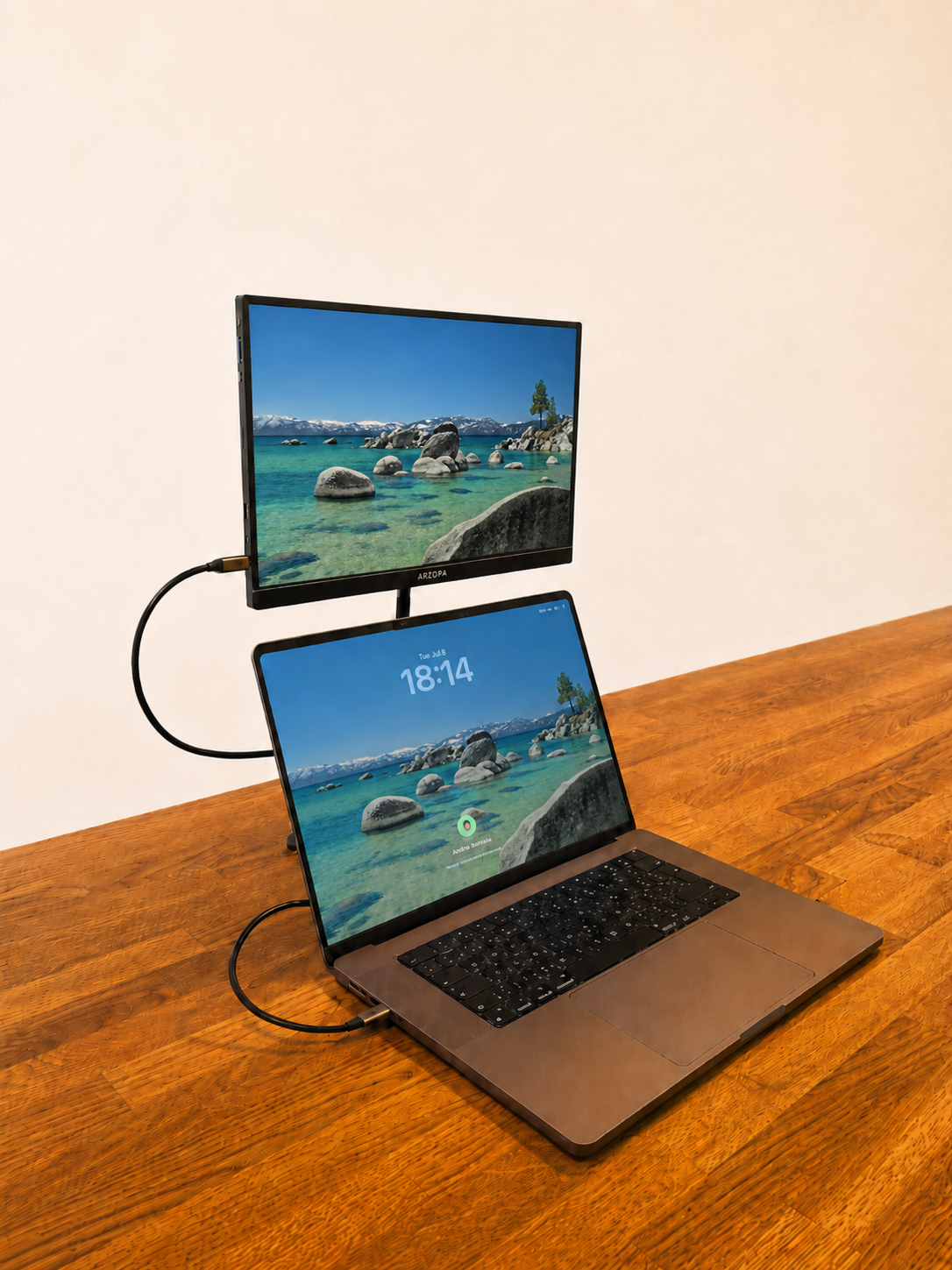 Stacked monitor setup